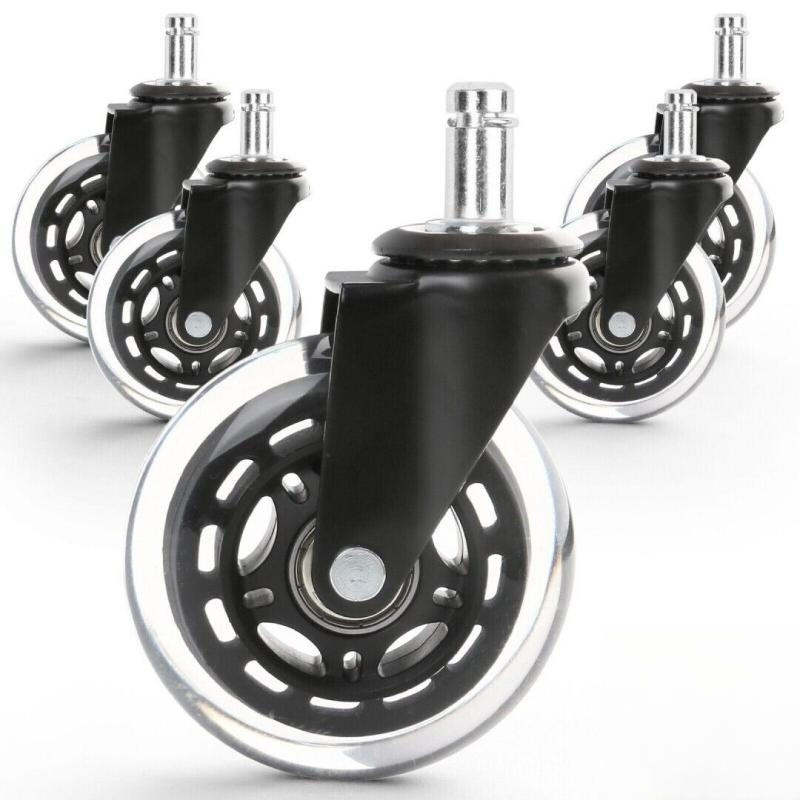 Hot Sale 75mm 3 inch Black Safe Quiet Roller Polyurethane Swivel Office Chair Replacement Caster Wheels For Desk Floor