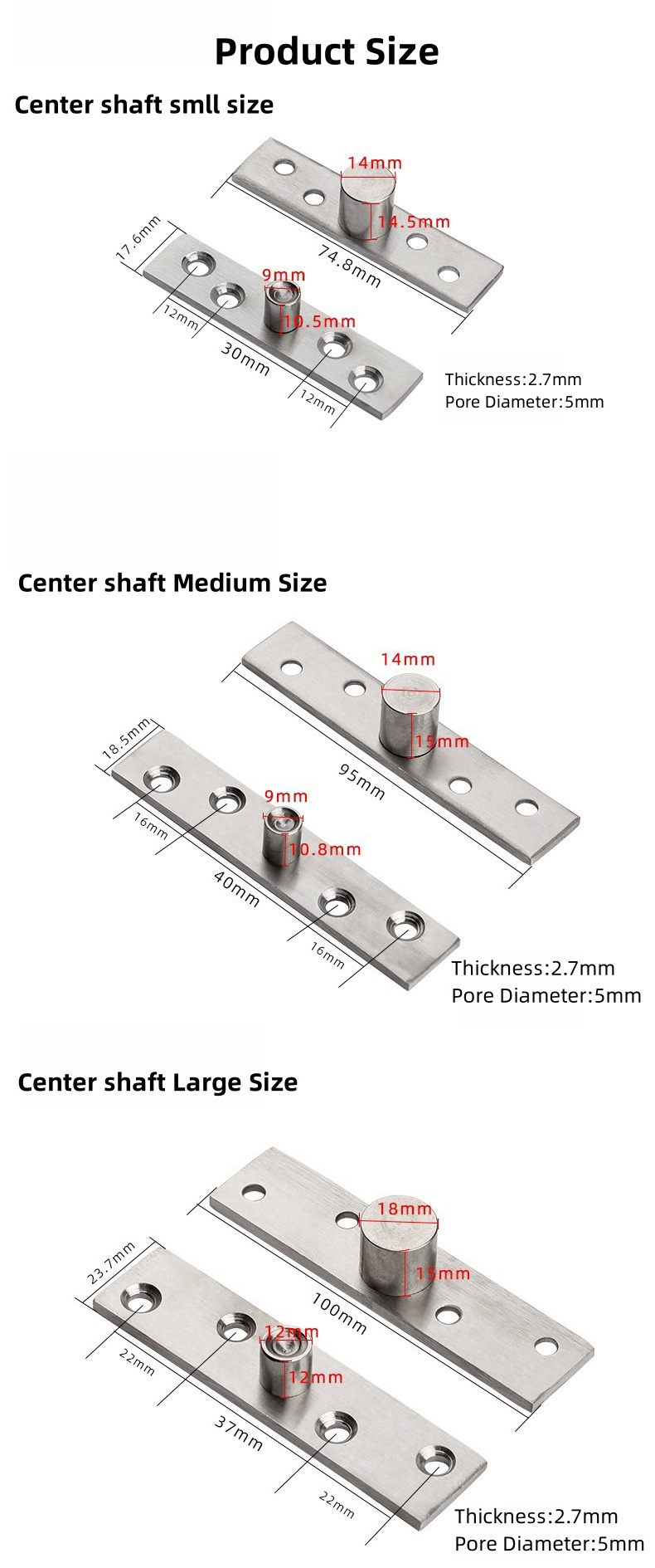 Stainless Steel Cabinet Door Rotating Pivot Swing Hinge 360 Degree Rotating Wood door Hinge