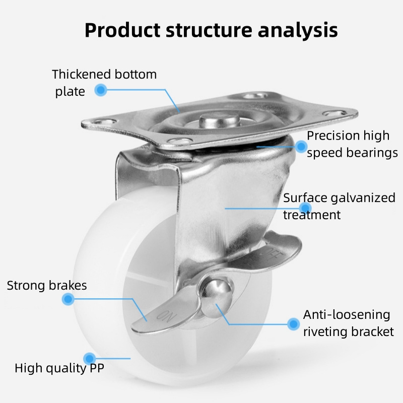 Light Duty Plastic Swivel Top Plate Casters For Sand Rodizio Bolt Chair Caster Wheels 360 Degree Swivel Casters Wheels