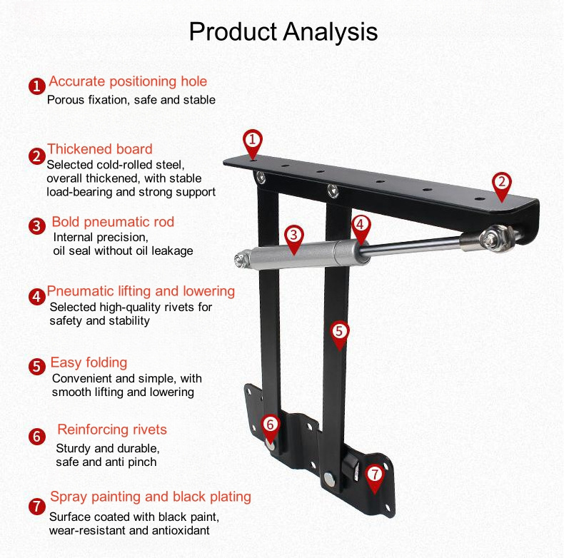 Desk Frame Gas Hydraulic Folding Hinge Table Top Spring Lift Hinge Save Space Folding Coffee Table lift Mechanism