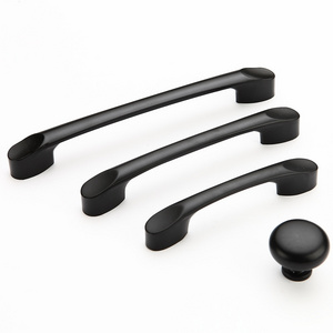 Aluminum Alloy Bedroom Wardrobe Dresser Pull Flat Black Long Handle Kitchen Door Pulls Drawer Handle