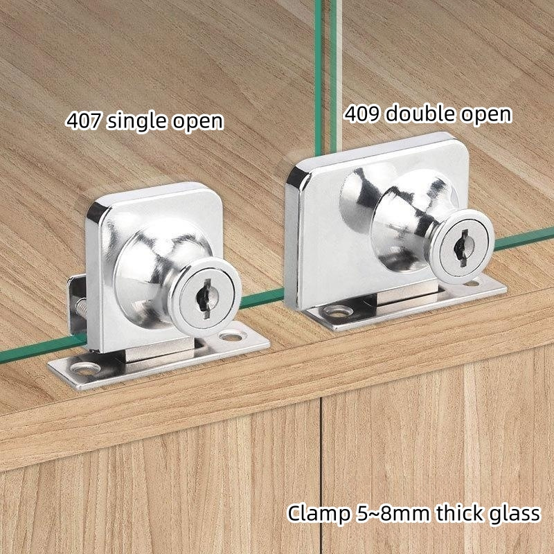 Furniture Glass door lock zinc alloy xiaoboshi single open glass cabinet lock double open glass lock xiaoboshi 407 409