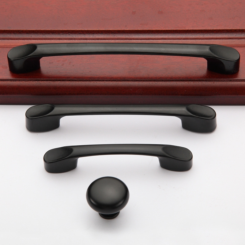 Aluminum Alloy Bedroom Wardrobe Dresser Pull Flat Black Long Handle Kitchen Door Pulls Drawer Handle