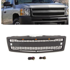 Black Front Bumper Grill Trims Meshes Grille Covers For Chevrolet Silverado 1500 2007-2013