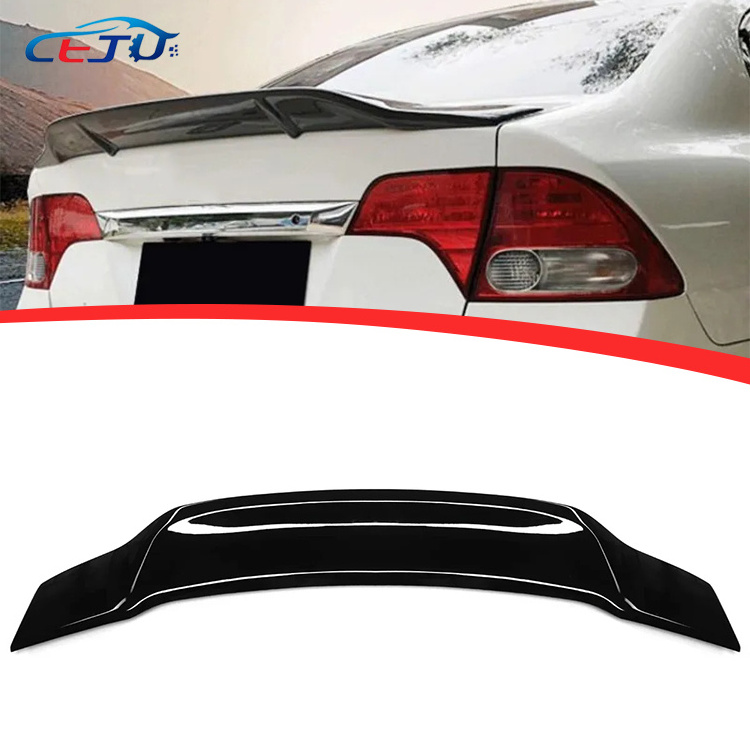 Carbon Fiber Look Plastic Car Rear Trunk Boot Lip Spoiler Wing Lip Rear Lip Spoiler For Honda Civic 2006-2011