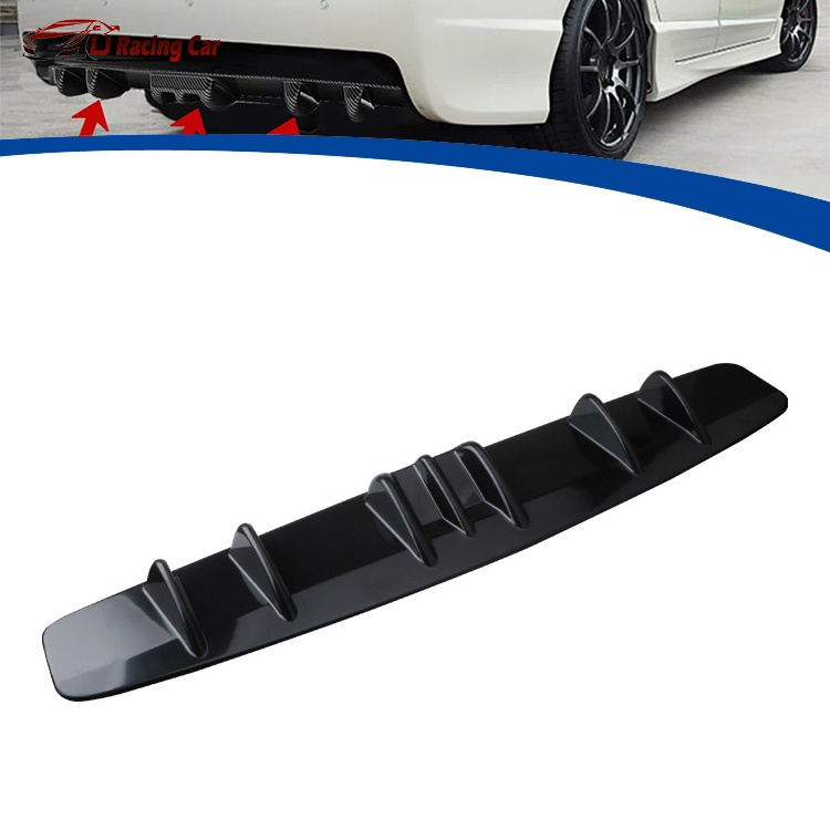 Black Auto Accessories Universal Car Rear Bumper Diffuser Splitter Shark  Fin Kit Rear Bumper Lip Spoiler diffuser