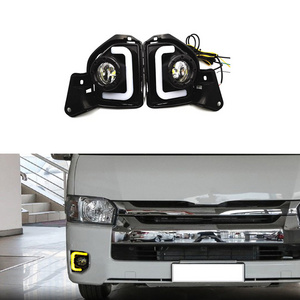 Car flashing 2pcs LED 12V ABS Car fog Lamp DRL Daytime Running Light For Toyota Hiace 2014 2015 2016 2017 2018 with Turn Signal