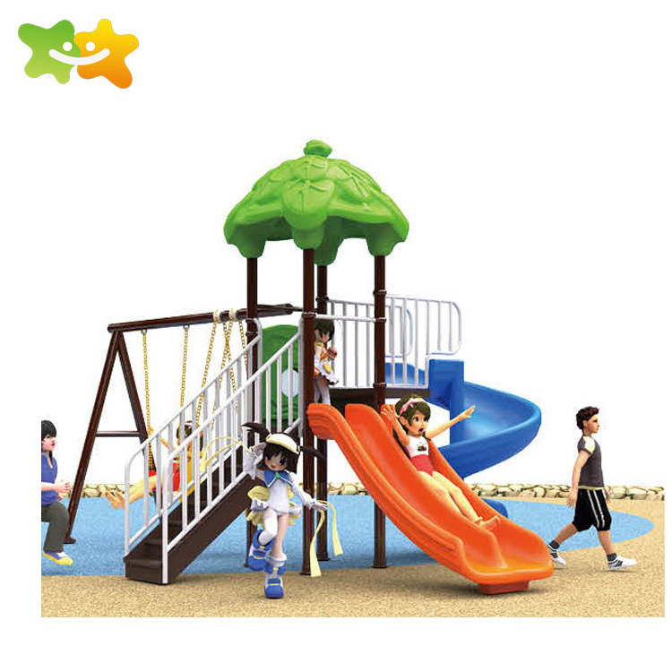 New Design Kids Theme Park Outdoor Playground Climbing Plastic Slide And Swings