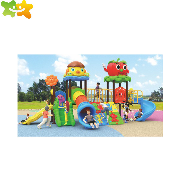 New Design Kids Theme Park Outdoor Playground Climbing Plastic Slide And Swings