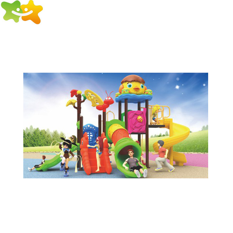 New Design Kids Theme Park Outdoor Playground Climbing Plastic Slide And Swings