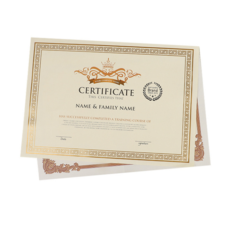 Hot Stamping Gold Foil Anti-counterfeiting Customized Printing Security Paper Certificate