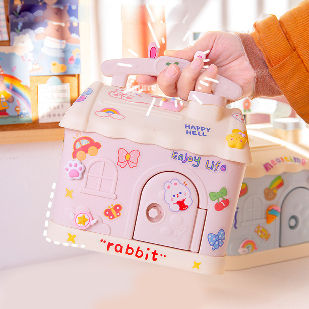 Cute House Money Box, With 3d Sticker Kawaii Piggy Bank For Kids Adults Big Size Savings Box For Coins Banknotes Birthday Gift/