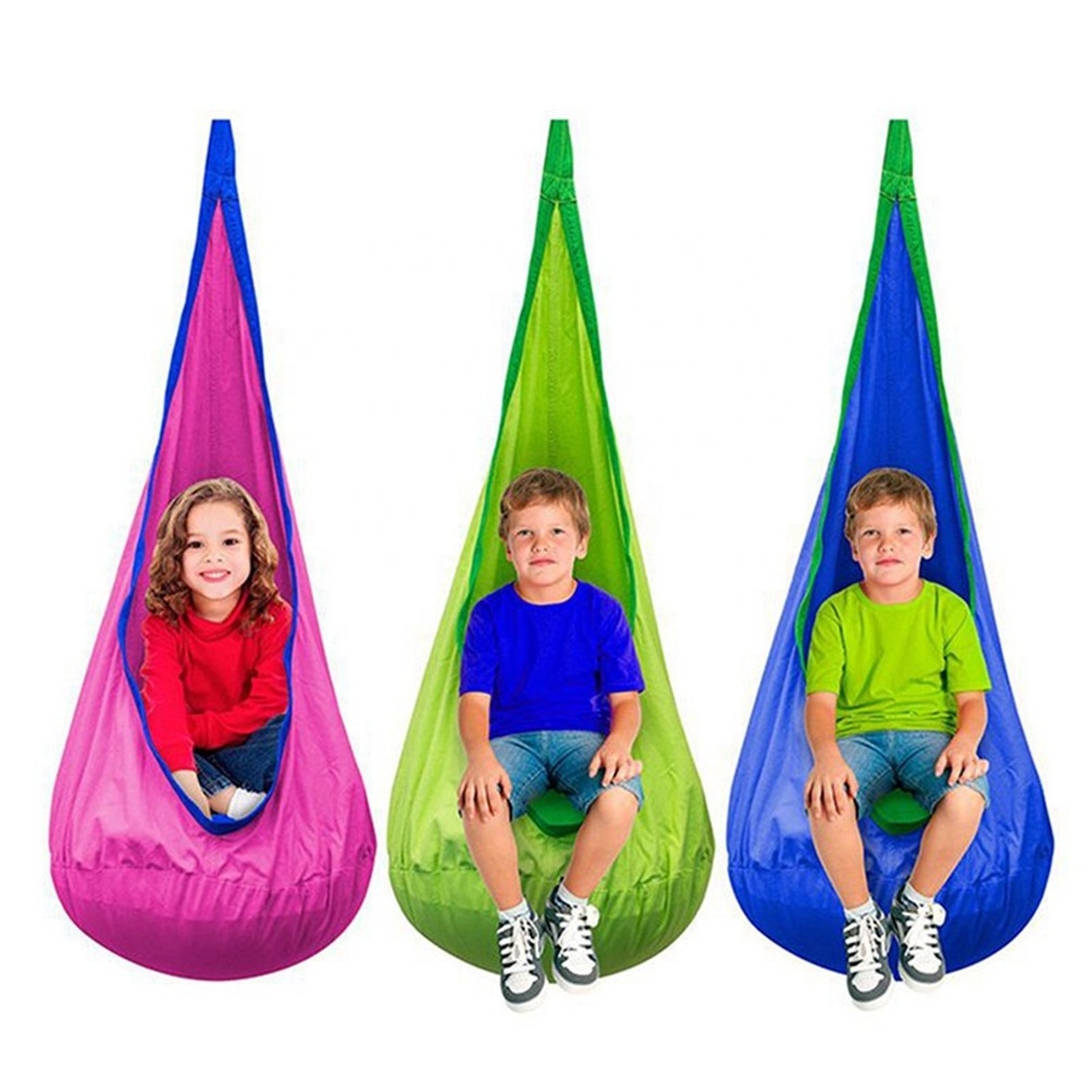 Kids Pod Swing Seat, 100% Nylon Child Hammock Chair For Indoor And Outdoor Use/