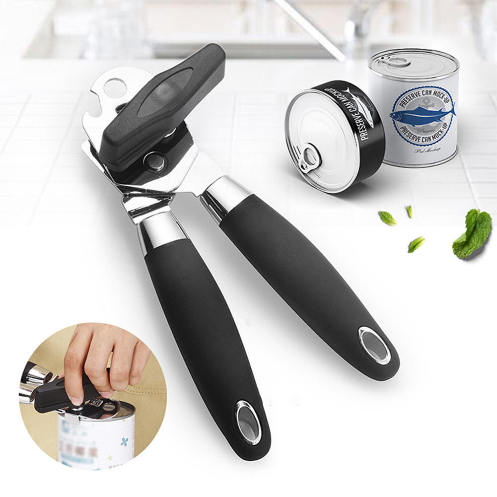 Portable Topless Can Opener, Stainless Steel Screw Opener Powerful Canning Knife Kitchen Tools Manual Tin Can Opener/