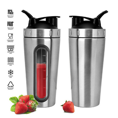 Durable Bpa Free Shaker, Cup Stainless Steel Shaker Cups For Protein Shakes Gym Fitness Workout Smoothie Bottle 28oz/