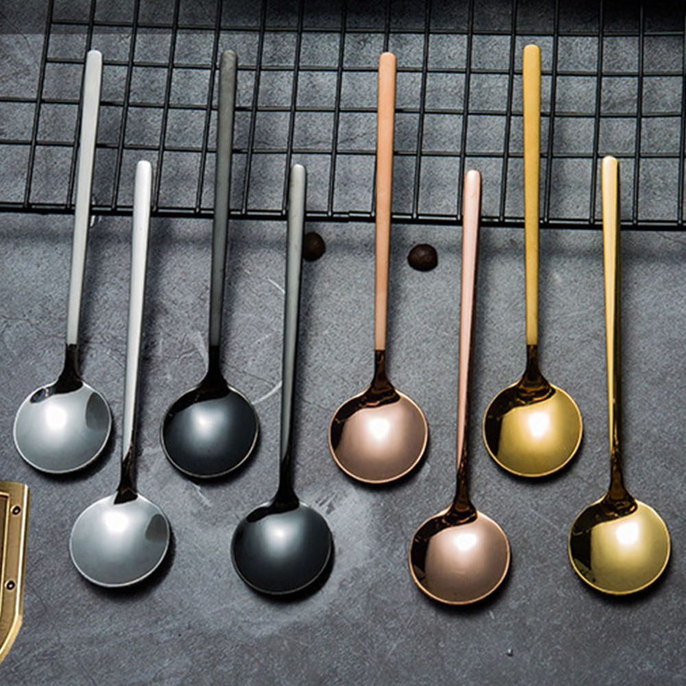 2024 Popular 13cm 15cm, 17cm Custom Mini Small Long Handled 304 Stainless Steel Rose Gold Teaspoon Metal Dessert Tea Spoon