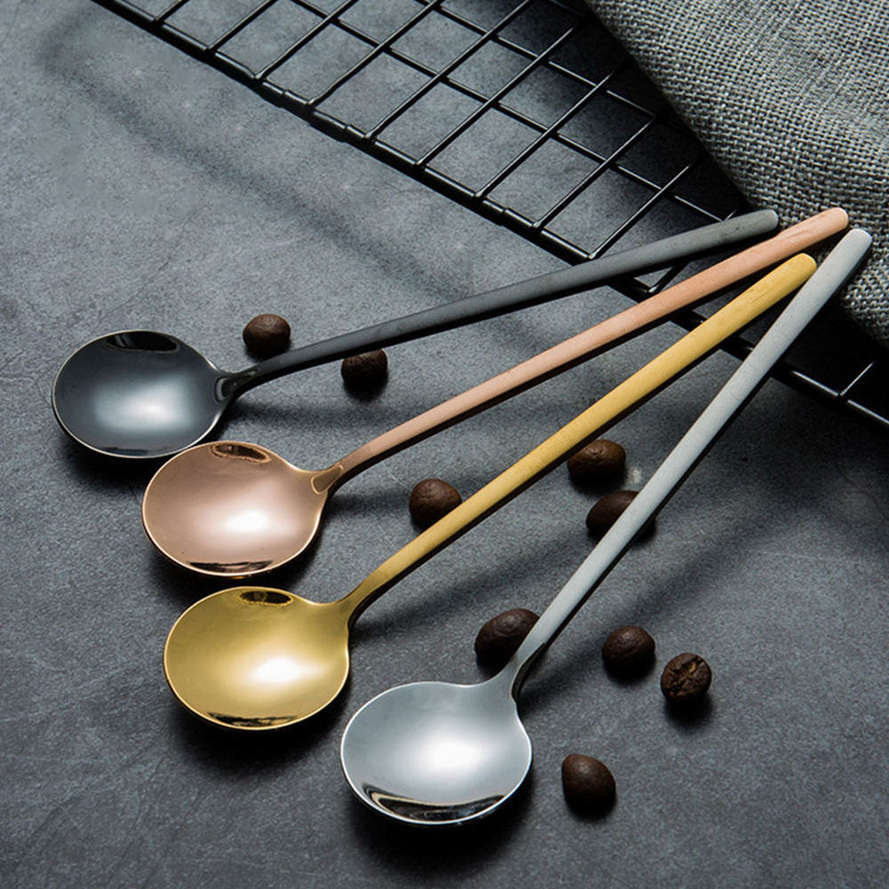 2024 Popular 13cm 15cm, 17cm Custom Mini Small Long Handled 304 Stainless Steel Rose Gold Teaspoon Metal Dessert Tea Spoon