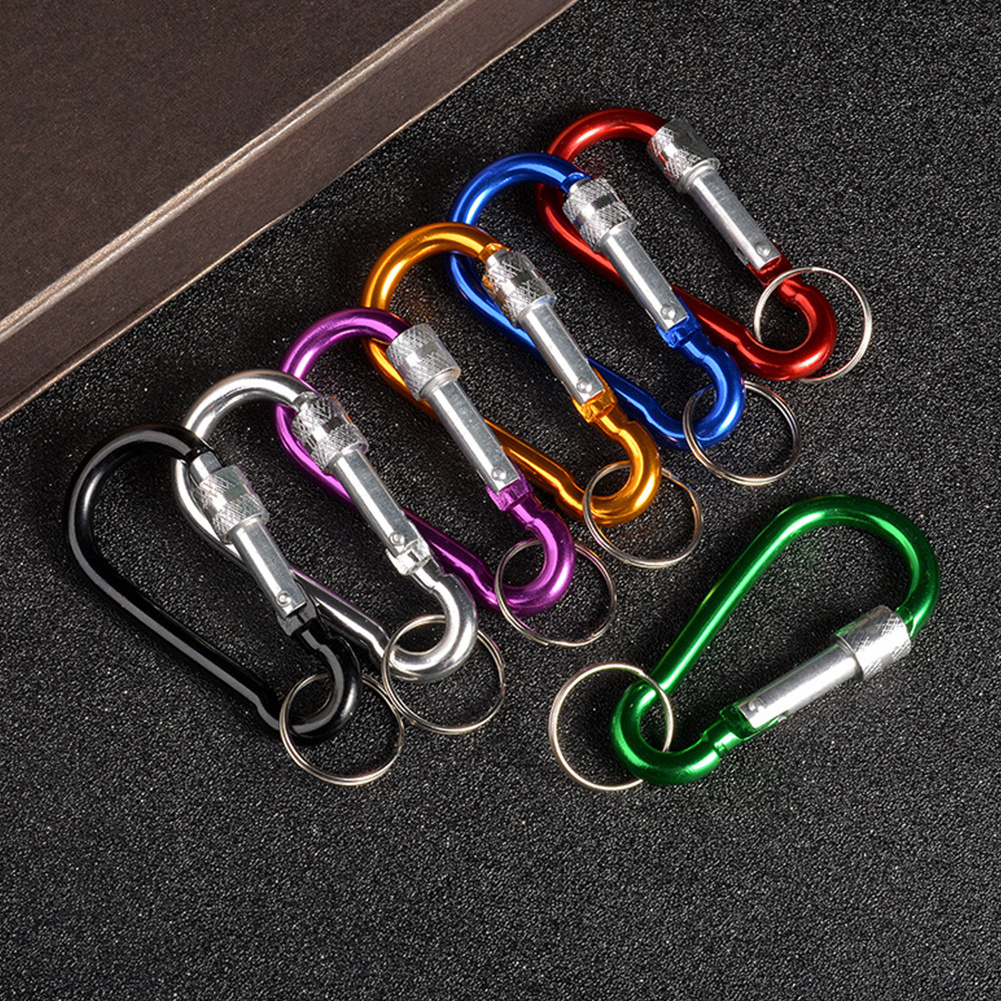 Aluminum Custom Shape Logo Key Rings Hiking Clips Locking Carabiner For Hiking Camping Fishing And Outdoor Use Clips Buckle Hook