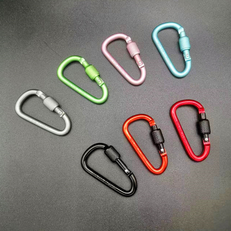 Aluminum Custom Shape Logo Key Rings Hiking Clips Locking Carabiner For Hiking Camping Fishing And Outdoor Use Clips Buckle Hook