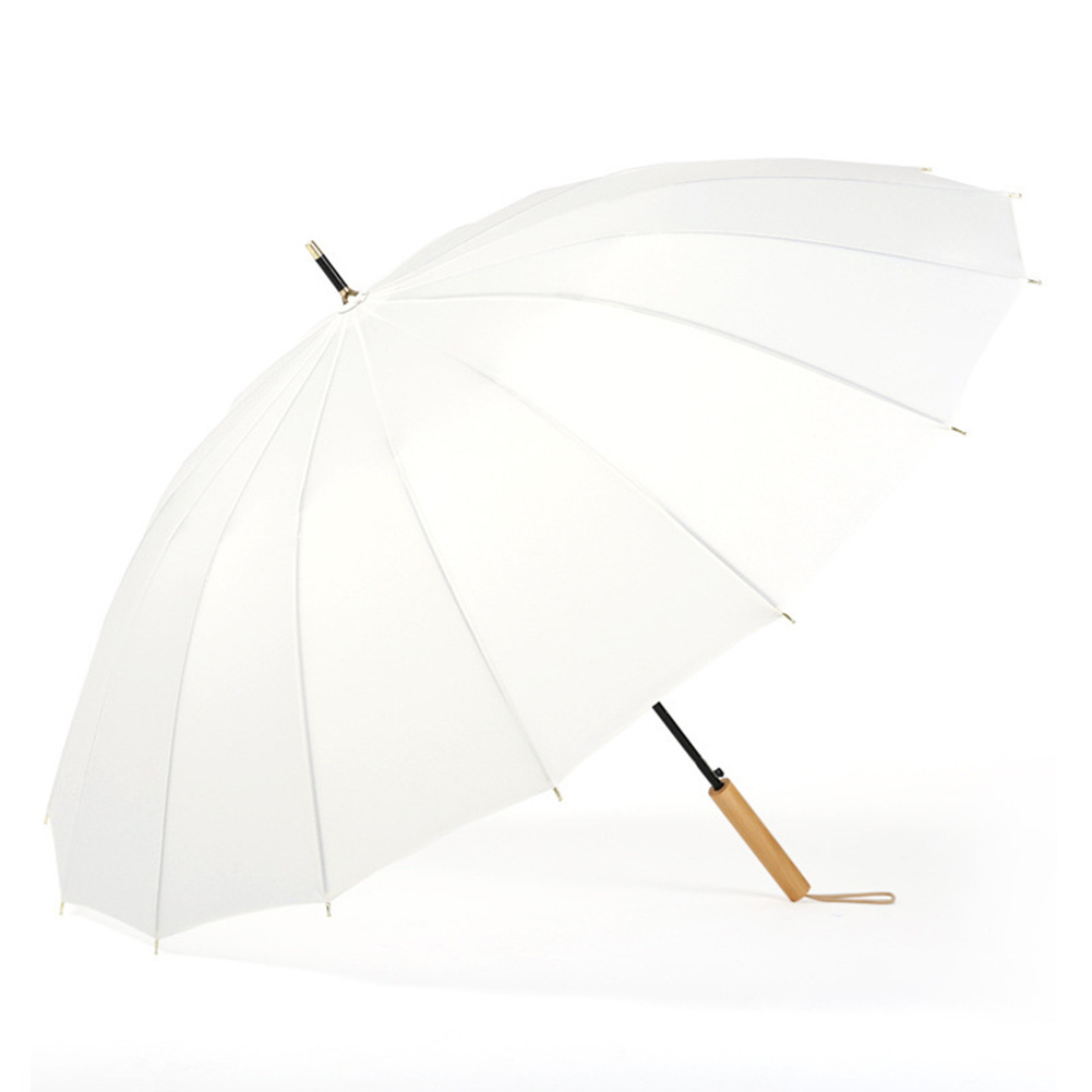 16K Automatic Gift Umbrella Custom Logo Advertising Umbrella Wooden Curved Handle Lettering Sunshade Sunscreen Straight Umbrella