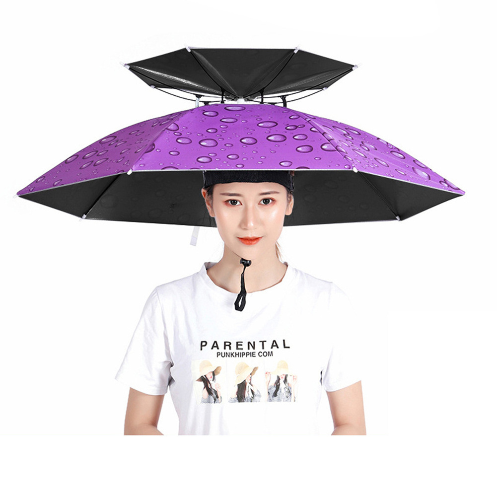 Wholesale Head Umbrella Hat Headwear Umbrella For Fishing Hiking Beach Camping Head Hats Outdoor Sun-proof Custom Logo