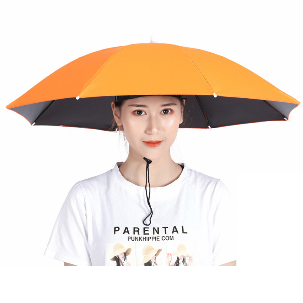 Wholesale Head Umbrella Hat Headwear Umbrella For Fishing Hiking Beach Camping Head Hats Outdoor Sun-proof Custom Logo