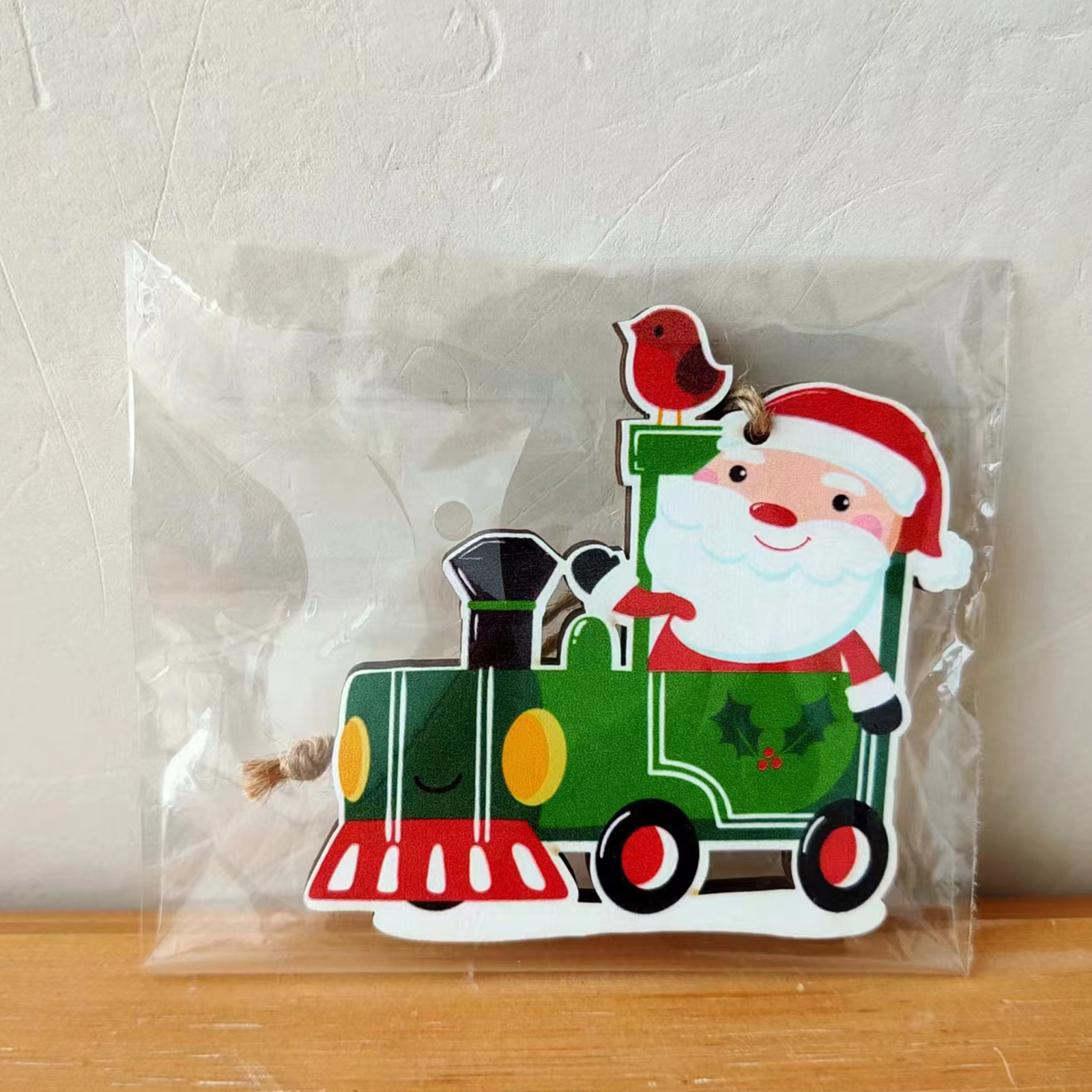 New Christmas Decorative Products, Wooden Pendant Santa Claus Pendant Wooden Car Christmas Tree Decoration/