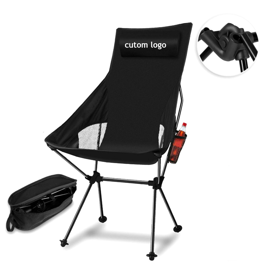 High Back Compact Lightweight, 7075 Aluminum Adult Outdoor Folding Fishing Camping Moon Chair Recliner/