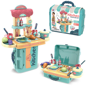 New Juguetes Plastic Large, Musical Pretend Play & Preschool Cooking Game Set Kitchen Toys For Girls In Case Bag/