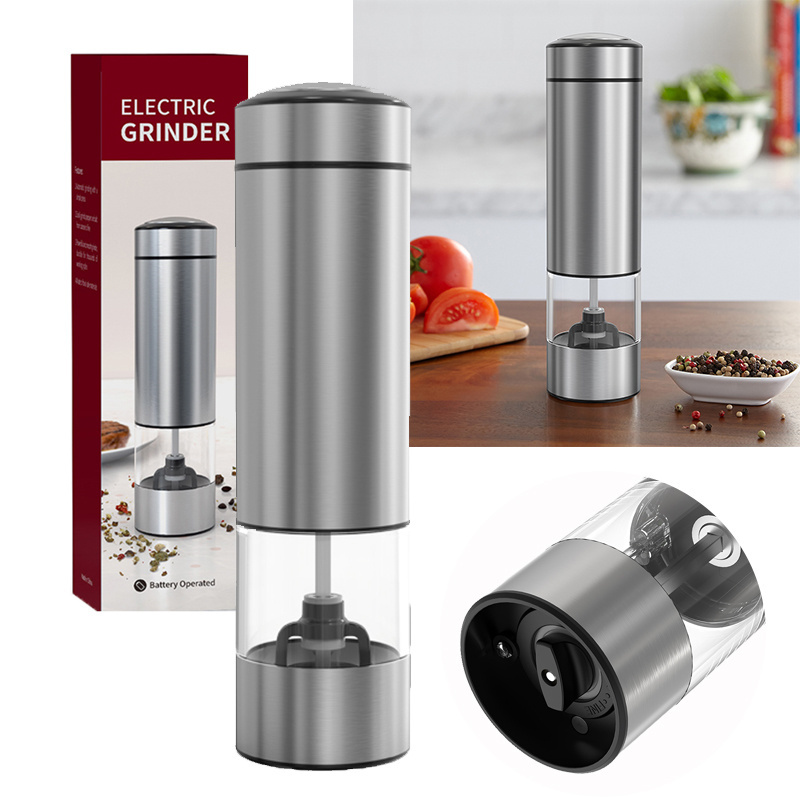 Pepper Grinder 2 In, 1 Stainless Steel Manual Salt And Pepper Mill Grinder Spice Shakers Kitchen Tools Accessories For Cooking/