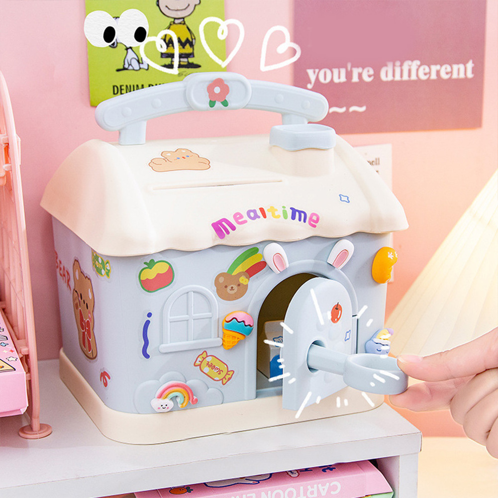 Cute House Money Box, With 3d Sticker Kawaii Piggy Bank For Kids Adults Big Size Savings Box For Coins Banknotes Birthday Gift/