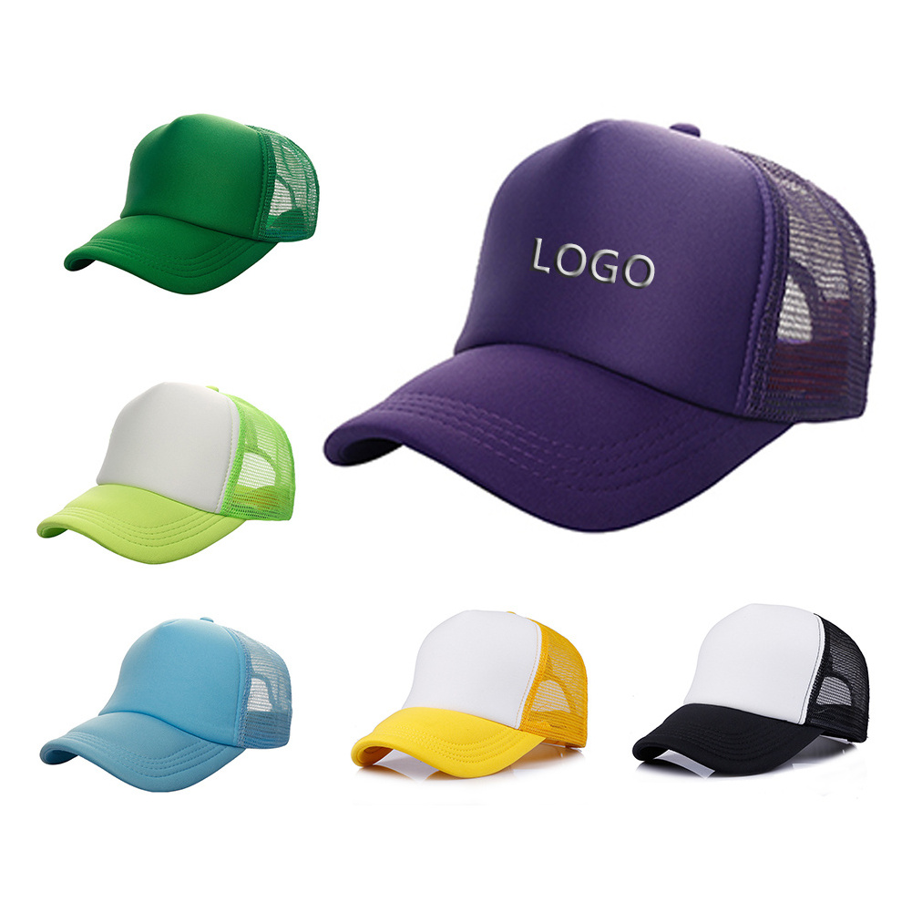 Wholesale Blank Custom Logo 5 Panel Sport Gorros 2D 3D Embroidery Cotton Print Dad Hats Mesh Foam Baseball Hat Trucker Caps