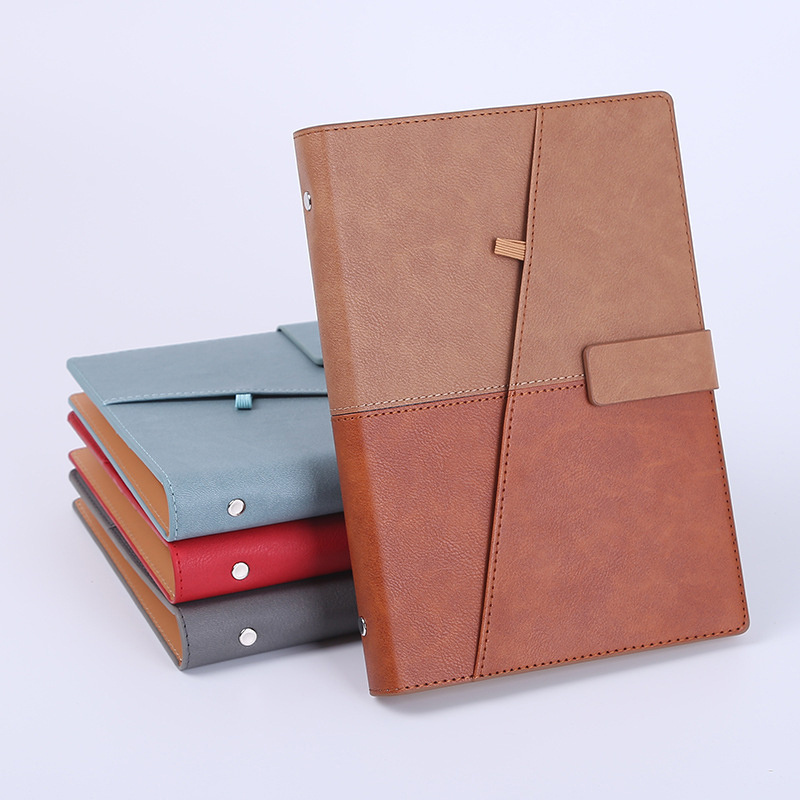 Mixed Color A5 Pu, Leather Notebook Hardcover Name Bank Card Pocket Notebook With Loose-leaf Binding Ring/