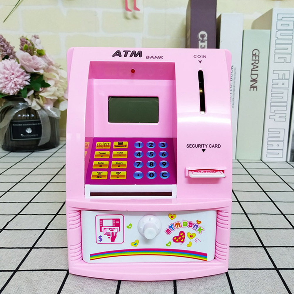 Novelty Children Saving Money, Box Toys Kids Electronic Atm Bank Coin Bank Fingerprint Password/