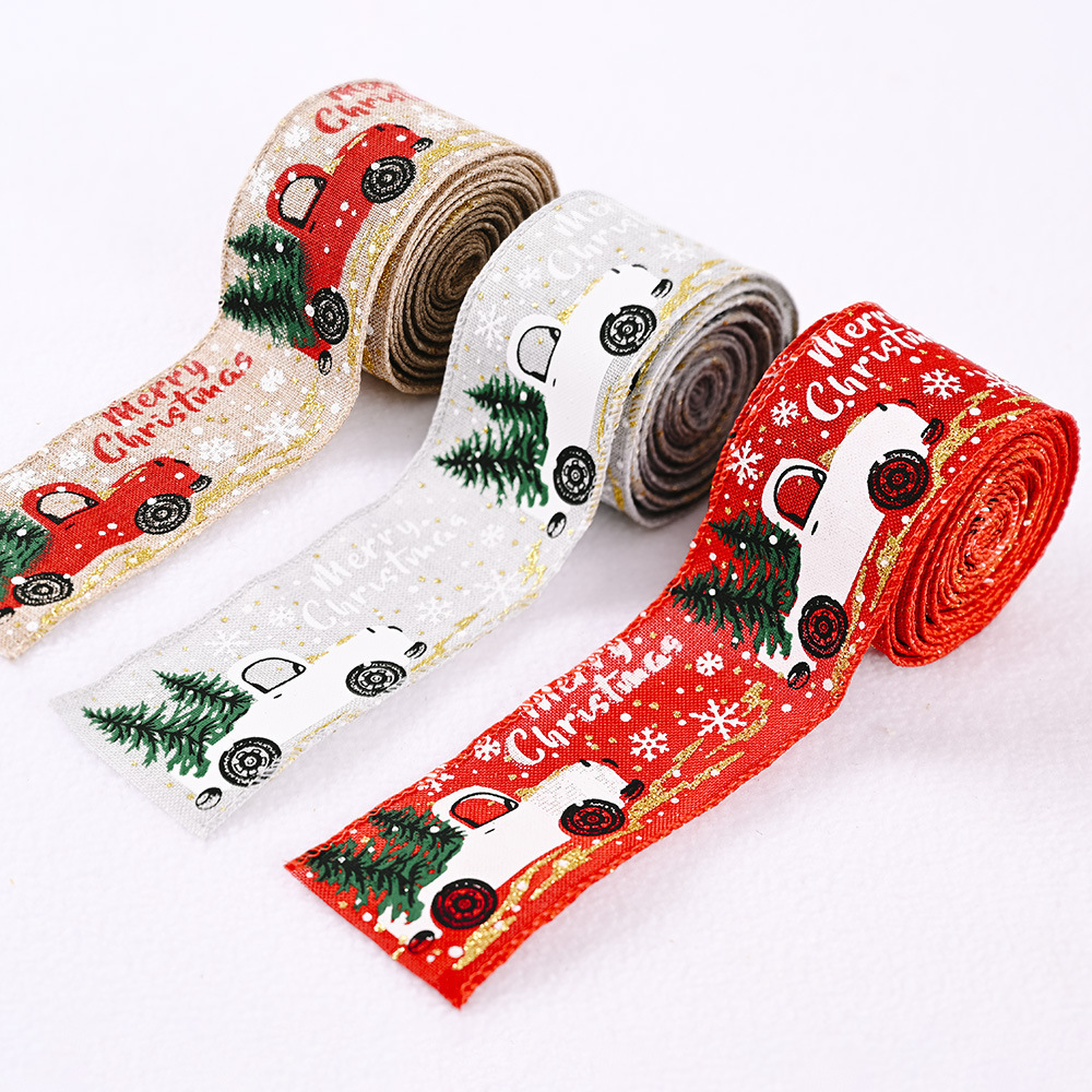 Wholesale Christmas Burlap Ribbon, Roll Wired Edge Ribbon For Wreath Crafts Party Decoration/