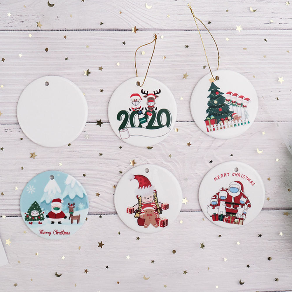 3 inch Round Circle Custom, Sublimation Blank Ceramic Christmas Ornaments Flat Christmas Ornament /