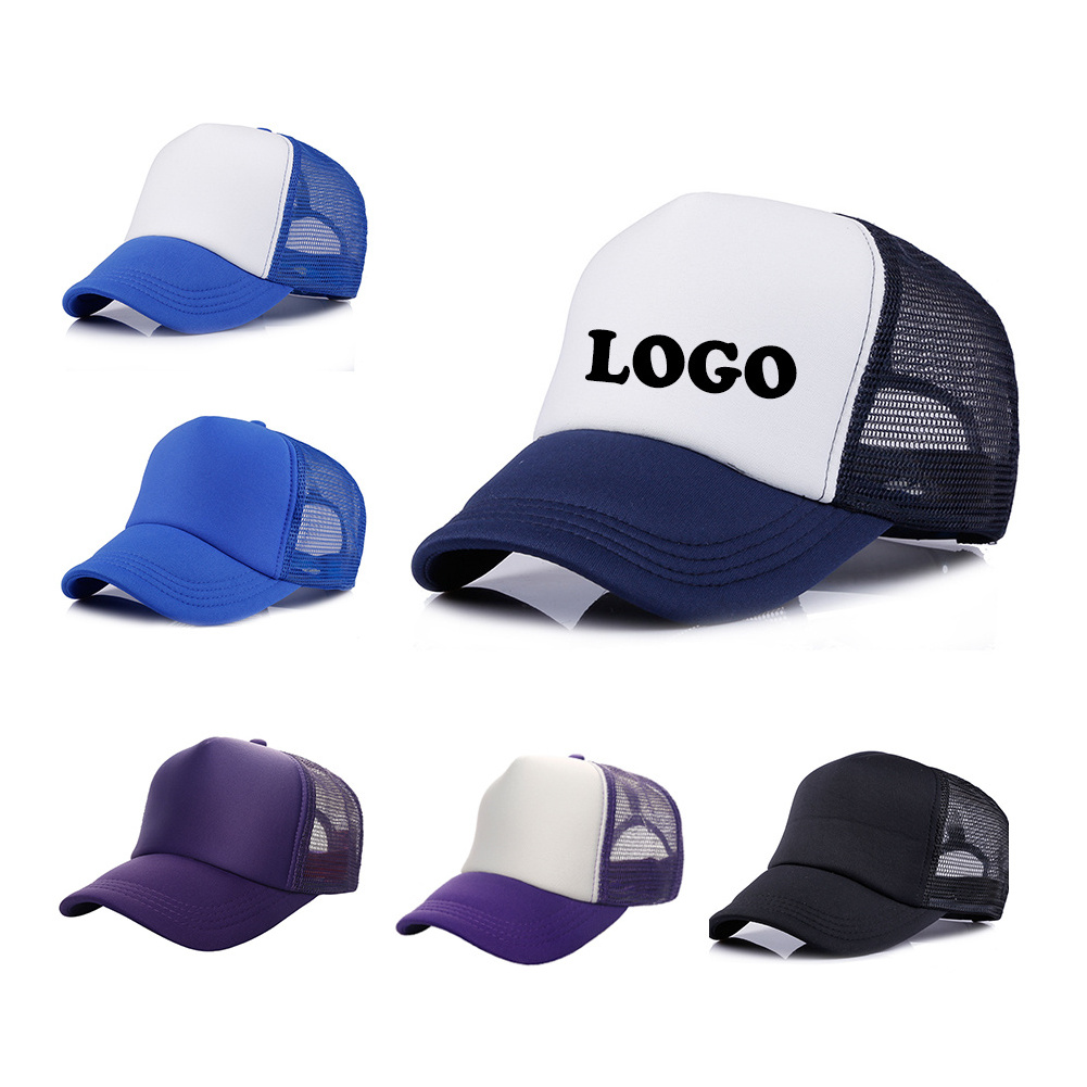 Wholesale Blank Custom Logo 5 Panel Sport Gorros 2D 3D Embroidery Cotton Print Dad Hats Mesh Foam Baseball Hat Trucker Caps