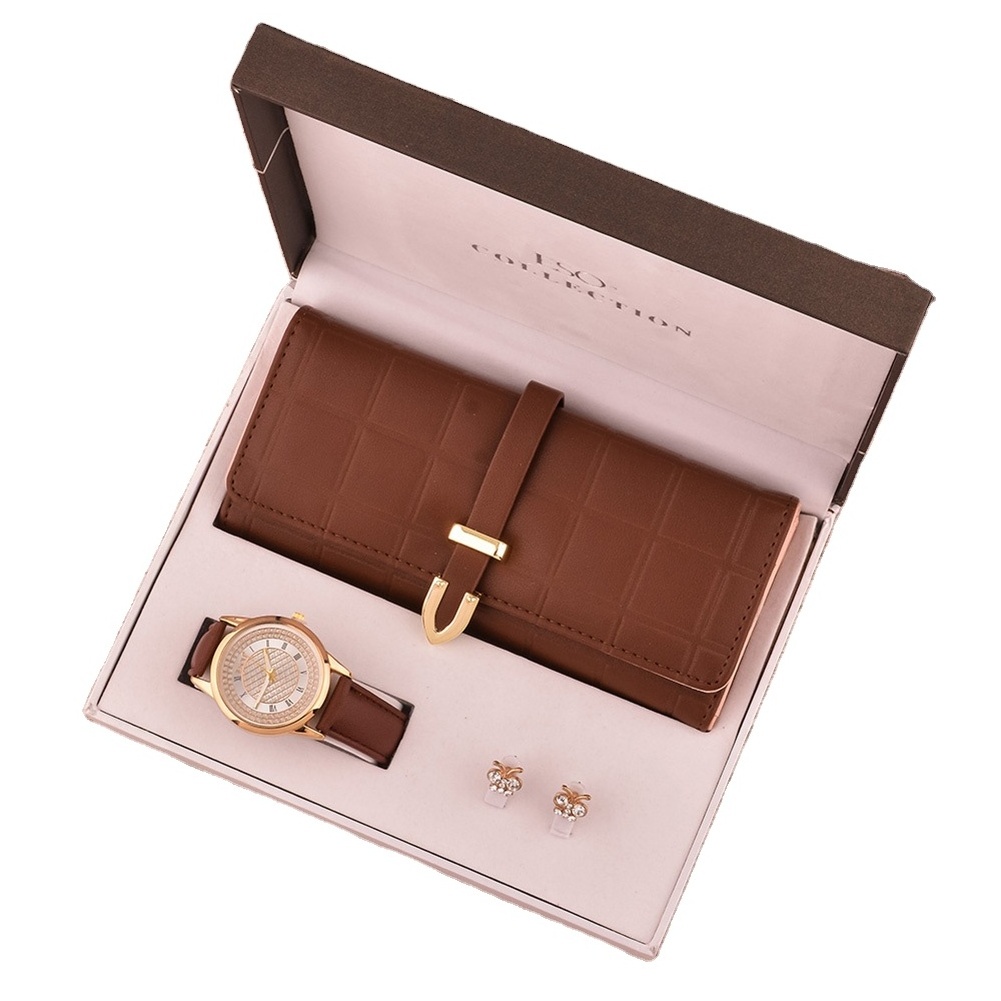 Good Price Mother's Day, Gift Set Watch+wallet+earrings Gift Set For Woman/