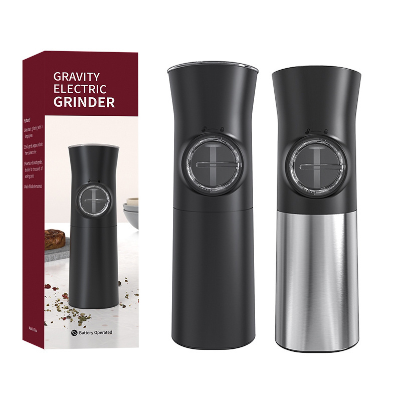 High Quality Durable Battery, Operated Seasoning Pepper Mill Machines Portable Metal Elegant Electric Glass Visible Grinder/