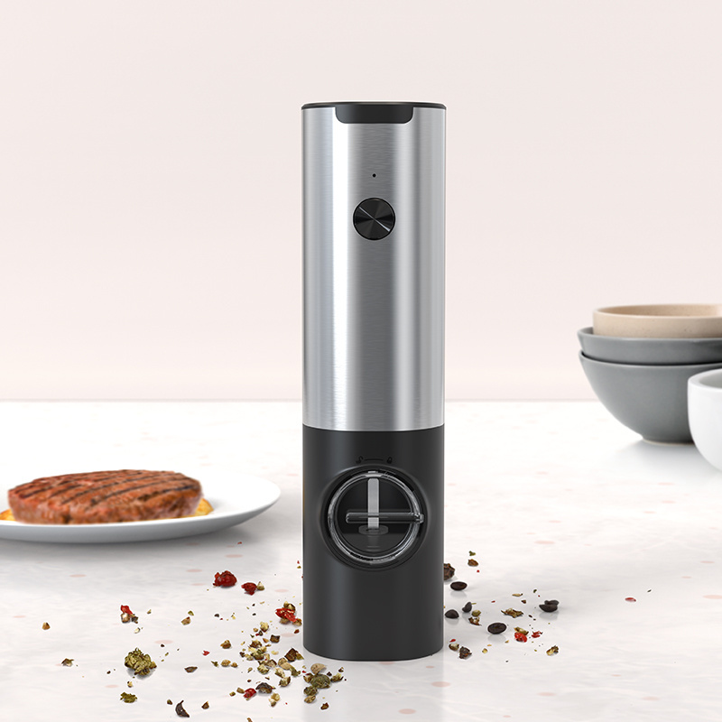 Rechargeable Salt And Pepper, Grinder Set Electric Stainless Steel Household Black Pepper Mill Grinder With Holder/