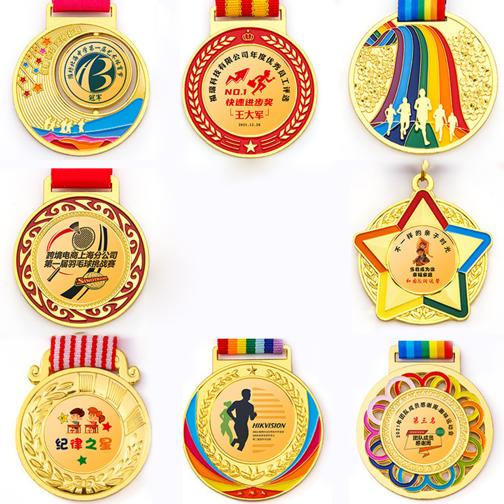 Die-Casting Zinc Alloy Golden, Dancing Competition Champion Medal Sport Ribbon Medal Club Medal/