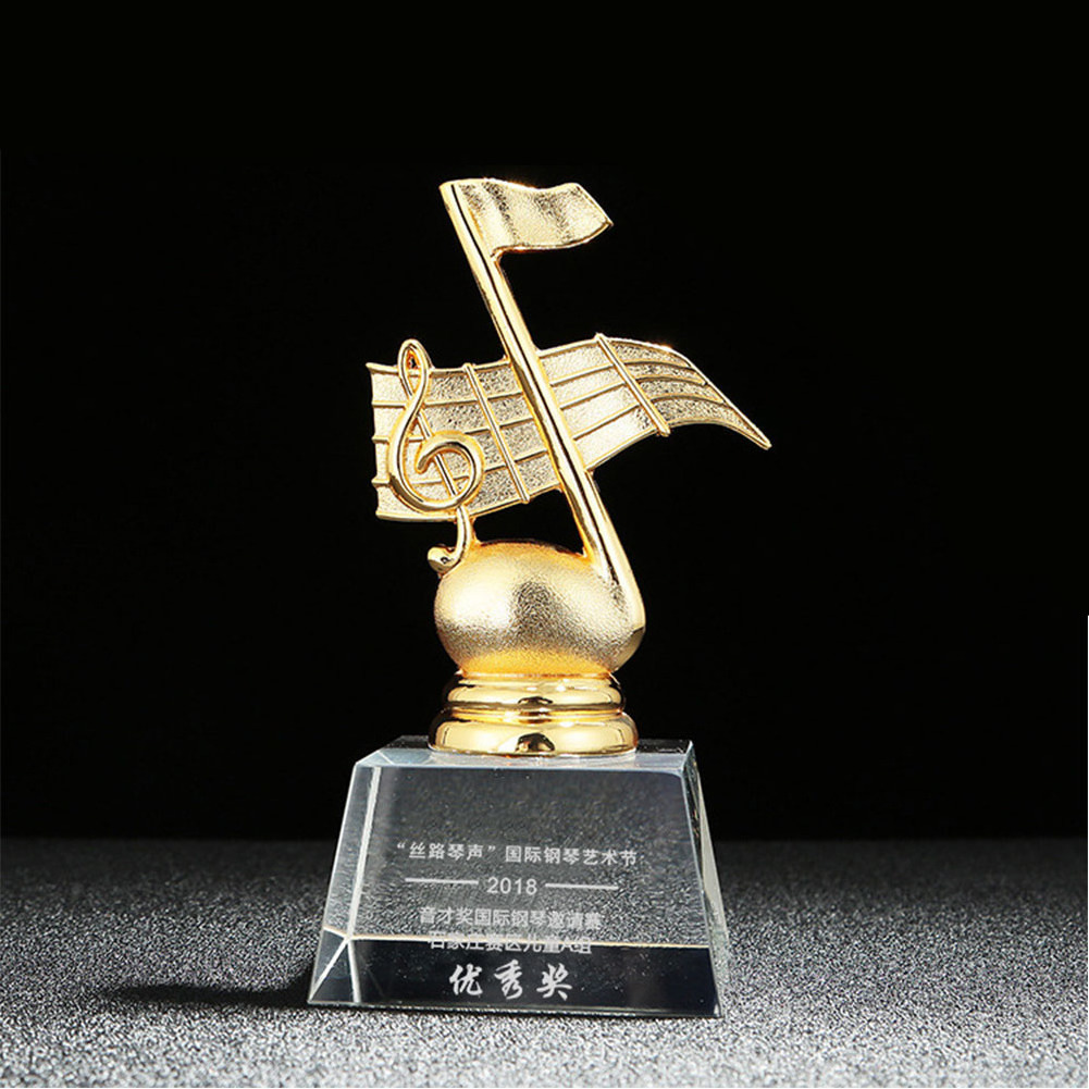 Crystal Personalized Gilded Crystal, Violin Music Award Trophy Decoration With Brilliant Cut Crystal Souvenir Trophy/