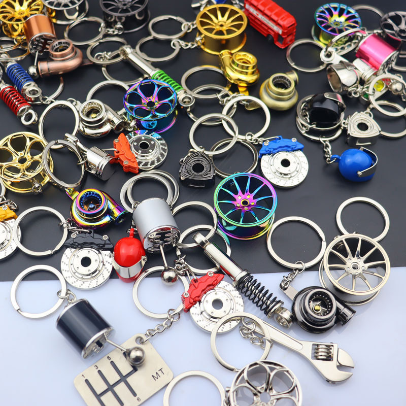 Car Lovers Accessories Keychain, Turbo Spanner Wheel Rim Parts Key Chain Car Speed Gearbox Gear Head Keychain/