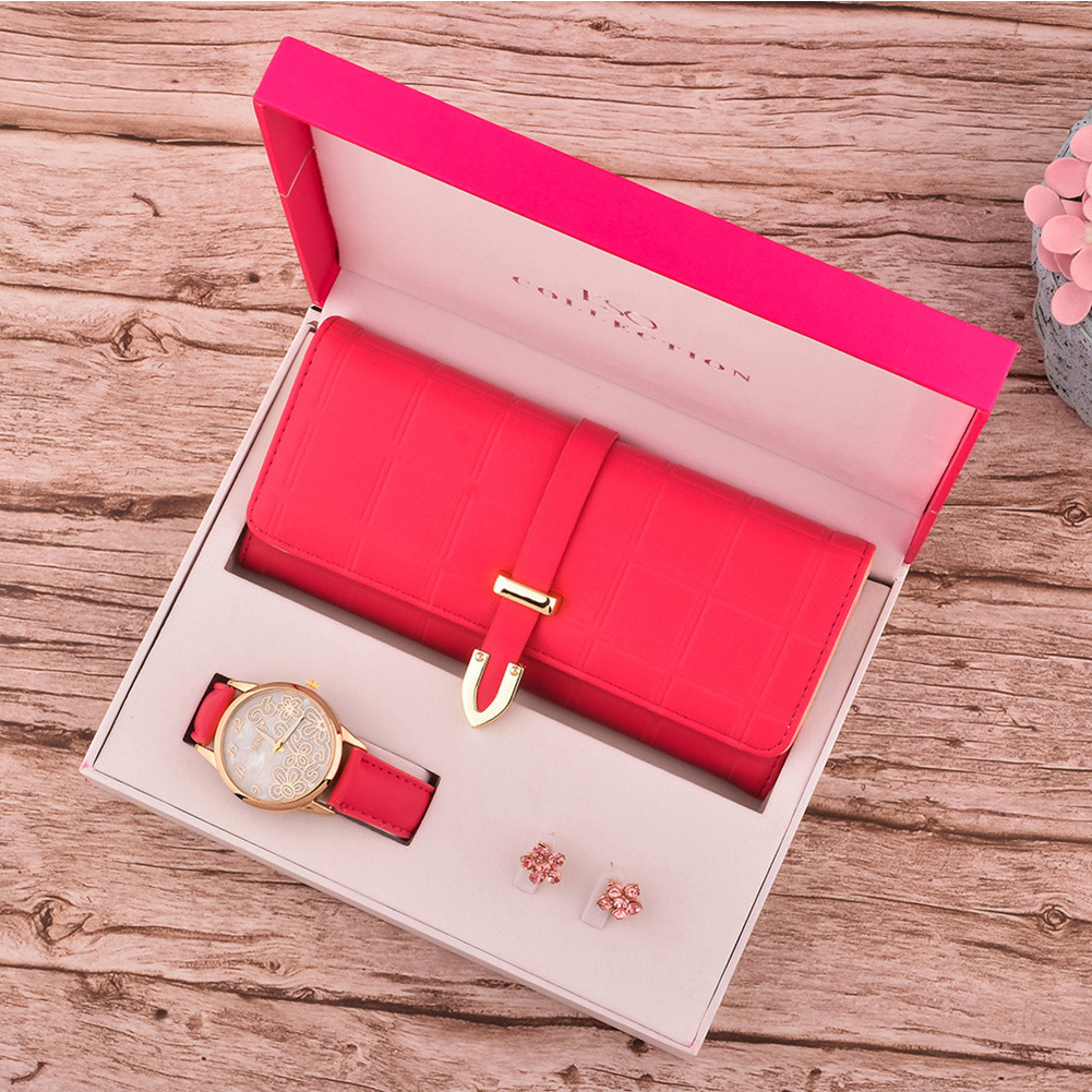 Good Price Mother's Day, Gift Set Watch+wallet+earrings Gift Set For Woman/