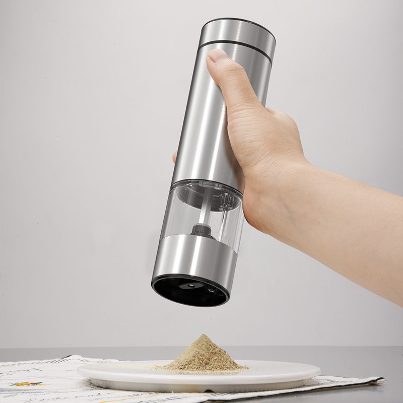 Pepper Grinder 2 In, 1 Stainless Steel Manual Salt And Pepper Mill Grinder Spice Shakers Kitchen Tools Accessories For Cooking/