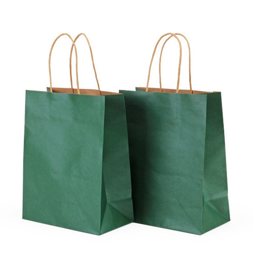 Custom printed your own logo for restaurant catering food takeaway togo packaging kraft brown paper bag with handles