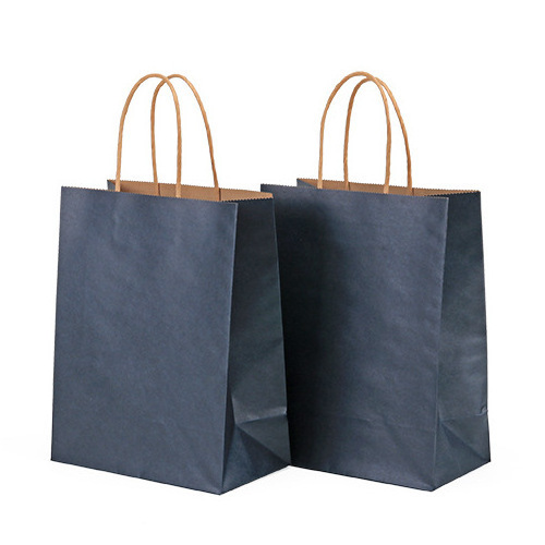 Custom printed your own logo for restaurant catering food takeaway togo packaging kraft brown paper bag with handles