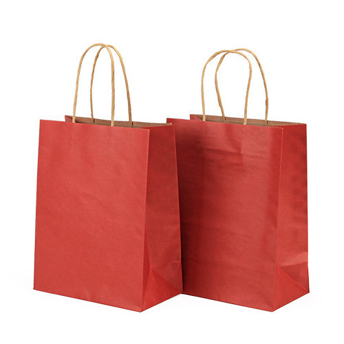 Custom printed your own logo for restaurant catering food takeaway togo packaging kraft brown paper bag with handles