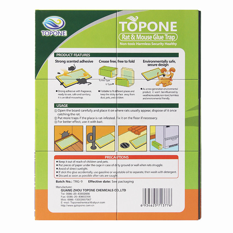 TOPONE 2023 Eco-friendly Glue Mouse Trap China Factory Customized Rat Glue Trap Adhesive Mice Glue Trap Board