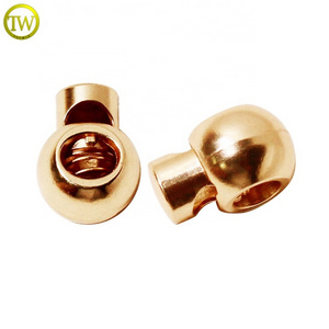 Wholesale garment accessory elastic spring cord ends matte gold drawstring lock stoppers for jacket